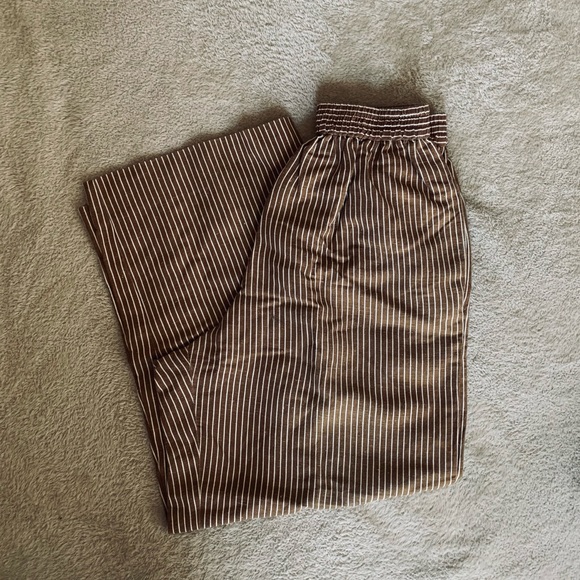 Jones + Co Br and Wh Striped Linen Wide Pants - Picture 2 of 7